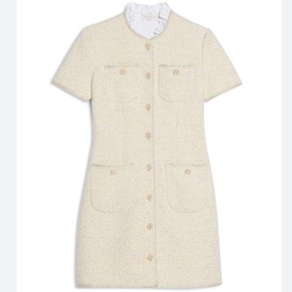 Sandro Metallic Ivory Tweed Dress - Picture 2 of 6